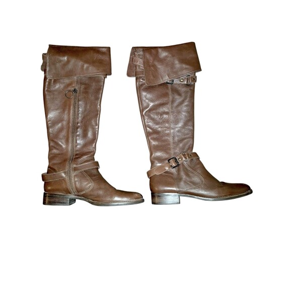Matisse Womens Size 10 M Brown Leather Zip 15" Shaft Fold Over Riding Classic - Picture 2 of 5